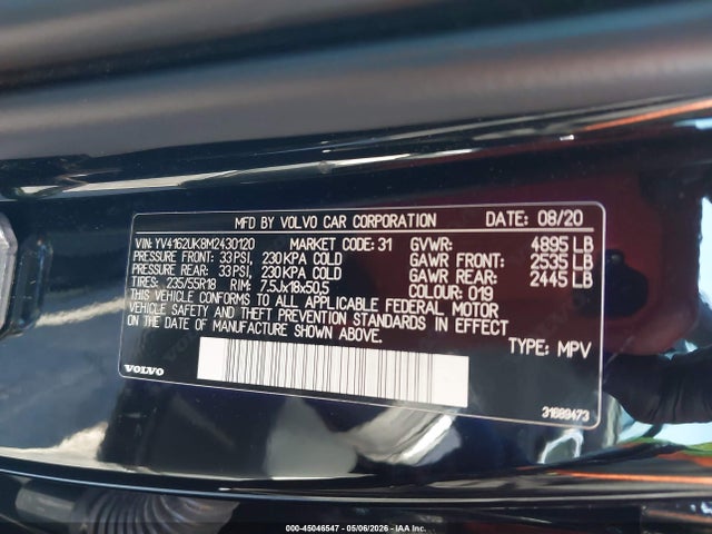 Aukcja sprzedaży 2021 Volvo Xc40 T5 Momentum, vin: YV4162UK8M2430120, numer aukcji: 45046547