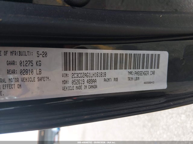 Aukcja sprzedaży 2020 Dodge Challenger Sxt, vin: 2C3CDZAG1LH161818, numer aukcji: 45046702