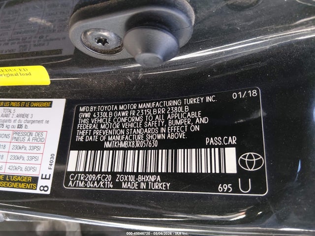 Aukcja sprzedaży 2018 Toyota C-hr Xle Premium, vin: NMTKHMBX8JR057630, numer aukcji: 45046720