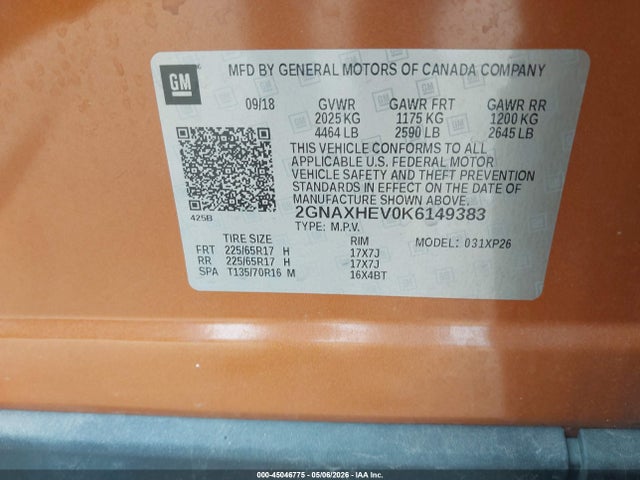 2GNAXHEV0K6149383 Chevrolet EQUINOX LS