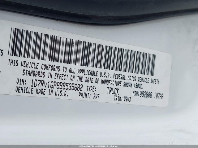 45046788 :رقم المزاد ، 1D7RV1GP9BS535682 vin ، 2011 Ram Ram 1500 Slt مزاد بيع