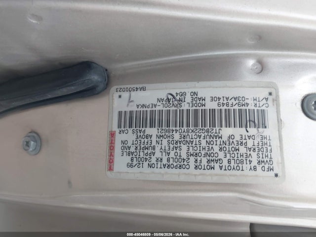 Aukcja sprzedaży 2000 Toyota Camry Le, vin: JT2BG22K8Y0448621, numer aukcji: 45046809