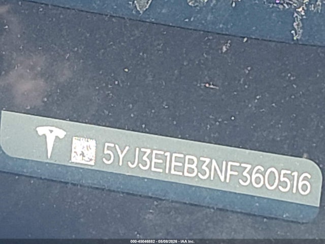 Продаж на аукціоні авто 2022 Tesla Model 3 Long Range Dual Motor All-wheel Drive, vin: 5YJ3E1EB3NF360516, номер лоту: 45046882