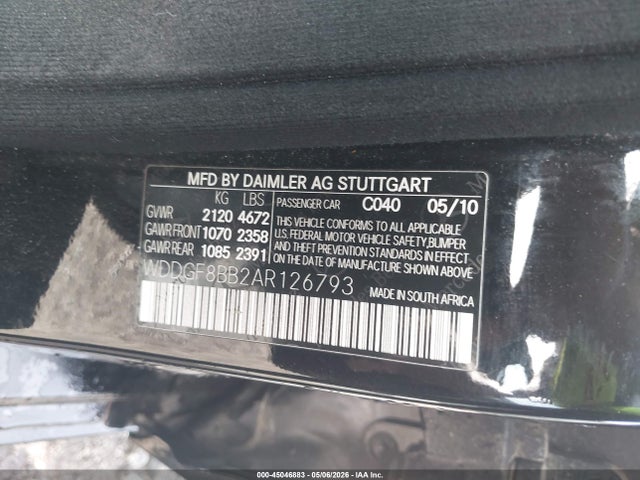 Aukcja sprzedaży 2010 Mercedes-benz C 300 Luxury 4matic/sport 4matic, vin: WDDGF8BB2AR126793, numer aukcji: 45046883