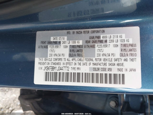 JM3KFBBM1J0447772 Mazda CX-5 SPORT