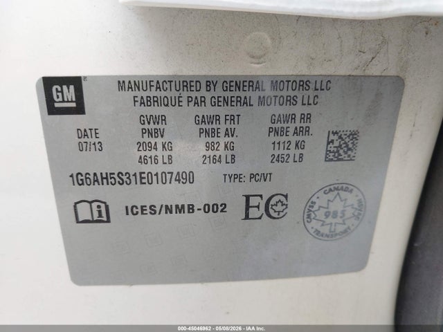 1G6AH5S31E0107490 Cadillac ATS LUXURY