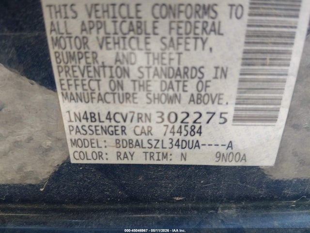 1N4BL4CV7RN302275 Nissan Altima Sr Fwd