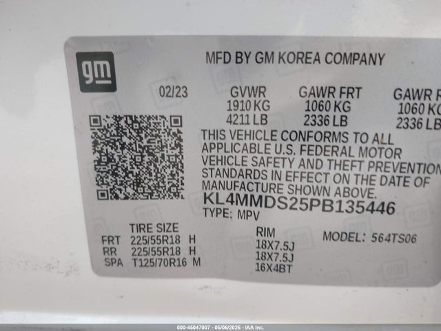 Aukcja sprzedaży 2023 Buick Encore Gx Select Fwd, vin: KL4MMDS25PB135446, numer aukcji: 45047007