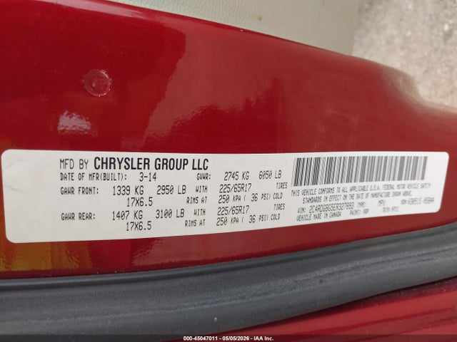 Aukcja sprzedaży 2014 Dodge Grand Caravan Se 30th Anniversary, vin: 2C4RDGBG5ER327893, numer aukcji: 45047011