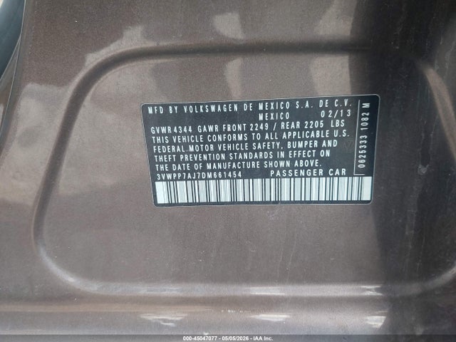 Продажа на аукционе авто 2013 Volkswagen Jetta Sportwagen 2.5l Se, vin: 3VWPP7AJ7DM661454, номер лота: 45047077
