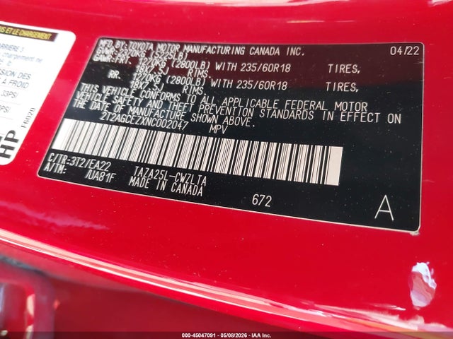 Продажа на аукционе авто 2022 Lexus Nx 350, vin: 2T2AGCEZXNC002047, номер лота: 45047091
