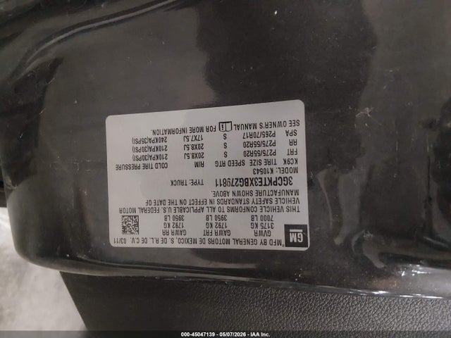 45047139 :رقم المزاد ، 3GCPKTE3XBG279811 vin ، 2011 Chevrolet Silverado 1500 Ltz مزاد بيع