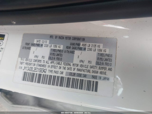 2014 Mazda Mazda5 Sport მანქანა იყიდება აუქციონზე, vin: JM1CW2BL2E0168342, აუქციონის ნომერი: 45047186