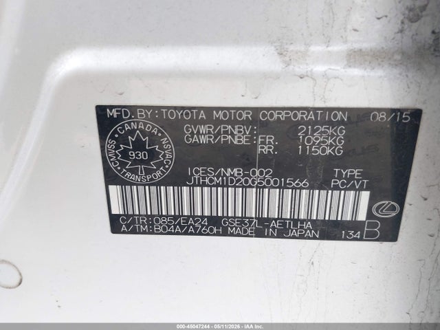 Продажа на аукционе авто 2016 Lexus Is 300, vin: JTHCM1D20G5001566, номер лота: 45047244