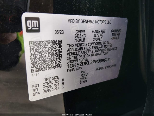 1GKS2DKL8PR389613 GMC Yukon 4wd Denali