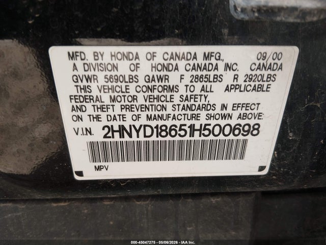 Продажа на аукционе авто 2001 Acura Mdx, vin: 2HNYD18651H500698, номер лота: 45047275