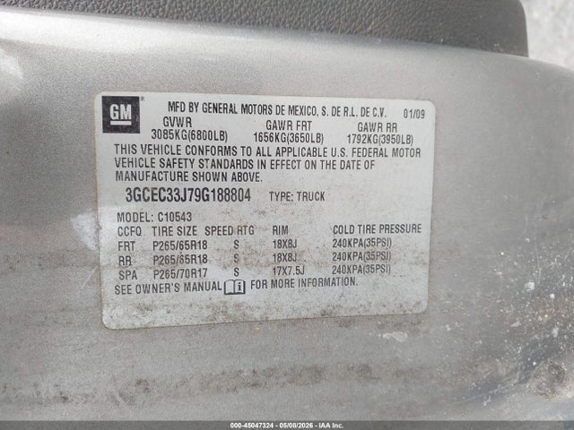 Aukcja sprzedaży 2009 Chevrolet Silverado 1500 Ltz, vin: 3GCEC33J79G188804, numer aukcji: 45047324