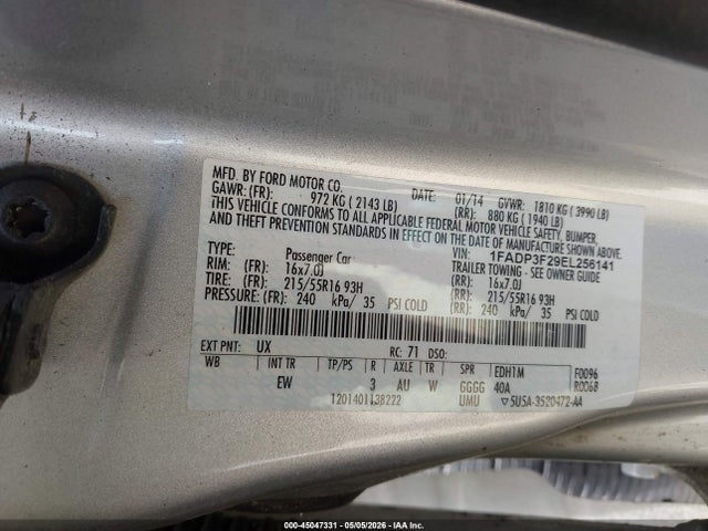 Aukcja sprzedaży 2014 Ford Focus Se, vin: 1FADP3F29EL256141, numer aukcji: 45047331