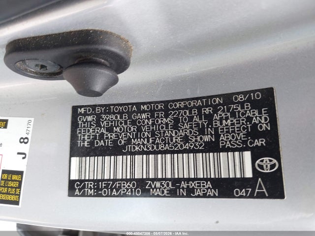 45047386 :رقم المزاد ، JTDKN3DU8A5204932 vin ، 2010 Toyota Prius Ii مزاد بيع