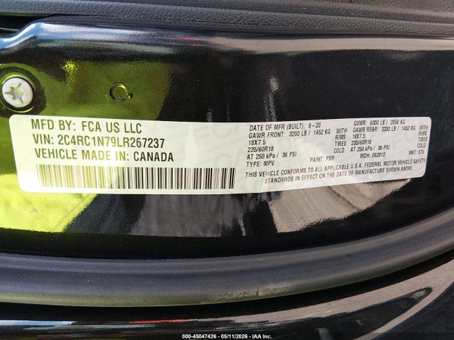 Aukcja sprzedaży 2020 Chrysler Pacifica Hybrid Limited, vin: 2C4RC1N79LR267237, numer aukcji: 45047426