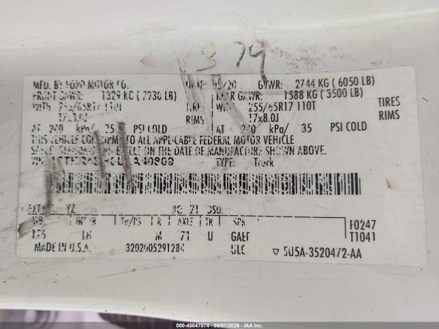 Продажа на аукционе авто 2020 Ford Ranger Xlt, vin: 1FTER4EH0LLA40809, номер лота: 45047574
