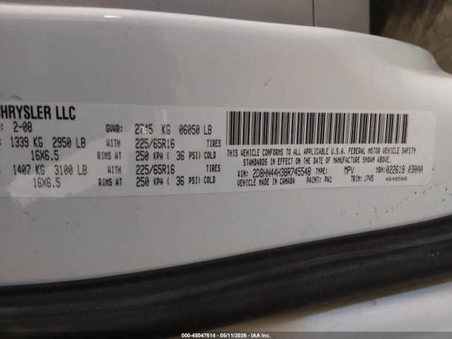 Aukcja sprzedaży 2008 Dodge Grand Caravan Se, vin: 2D8HN44H38R745548, numer aukcji: 45047614
