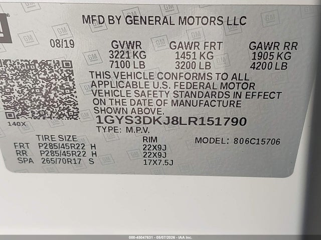 Продажа на аукционе авто 2020 Cadillac Escalade 2wd Platinum, vin: 1GYS3DKJ8LR151790, номер лота: 45047631