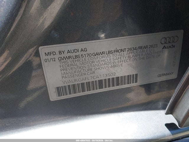 Продажа на аукционе авто 2012 Audi S4 3.0 Premium Plus, vin: WAUKGAFL7CA113502, номер лота: 45047633