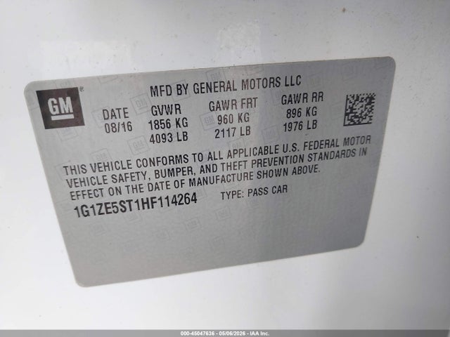 Продажа на аукционе авто 2017 Chevrolet Malibu 1lt, vin: 1G1ZE5ST1HF114264, номер лота: 45047636