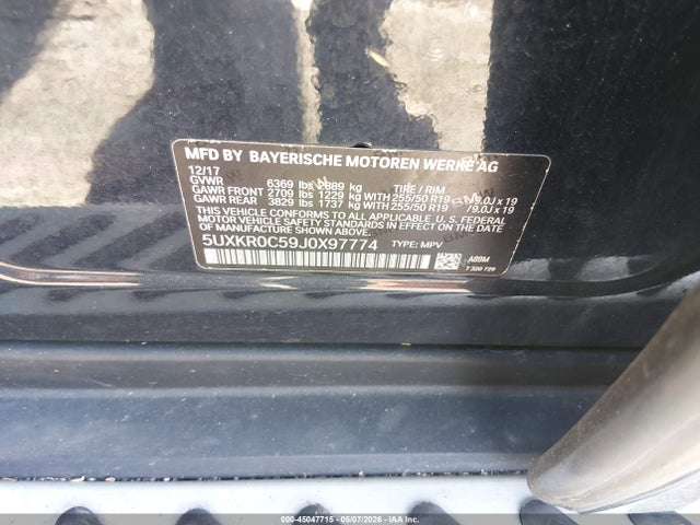 45047715 :رقم المزاد ، 5UXKR0C59J0X97774 vin ، 2018 Bmw X5 Xdrive35i مزاد بيع