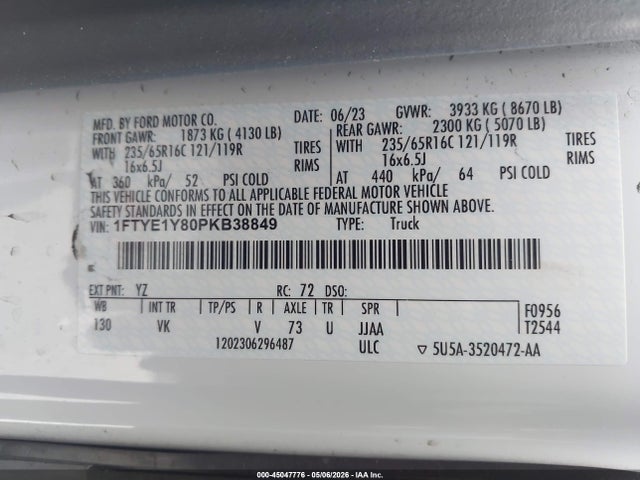 1FTYE1Y80PKB38849 Ford Transit-150