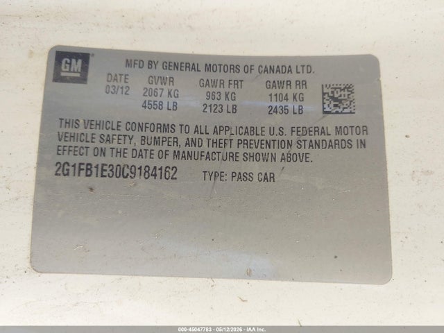 Продаж на аукціоні авто 2012 Chevrolet Camaro 1lt, vin: 2G1FB1E30C9184162, номер лоту: 45047783