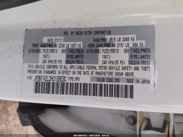 2017 Mazda Cx-5 Grand Touring მანქანა იყიდება აუქციონზე, vin: JM3KFADL0H0189530, აუქციონის ნომერი: 45047812