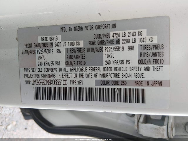 Aukcja sprzedaży 2019 Mazda Cx-5 Grand Touring, vin: JM3KFBDM8K0655100, numer aukcji: 45047860
