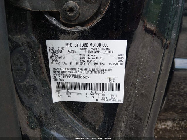 45047930 :رقم المزاد ، 1FTSX21528EB29074 vin ، 2008 Ford F-250 Fx4/lariat/xl/xlt مزاد بيع