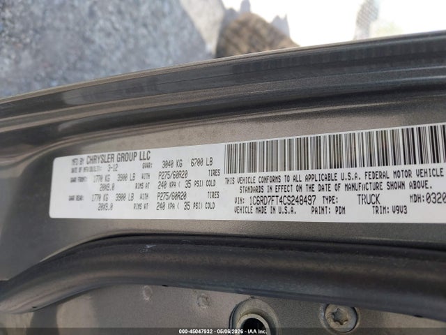 45047932 :رقم المزاد ، 1C6RD7FT4CS248497 vin ، 2012 Ram 1500 St مزاد بيع