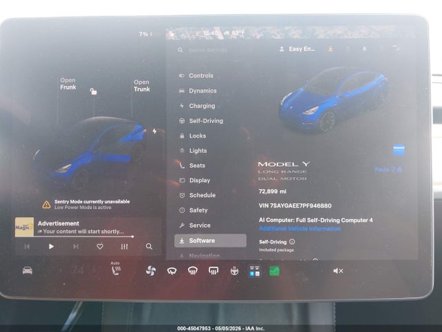 Продаж на аукціоні авто 2023 Tesla Model Y Awd/long Range Dual Motor All-wheel Drive, vin: 7SAYGAEE7PF946880, номер лоту: 45047953