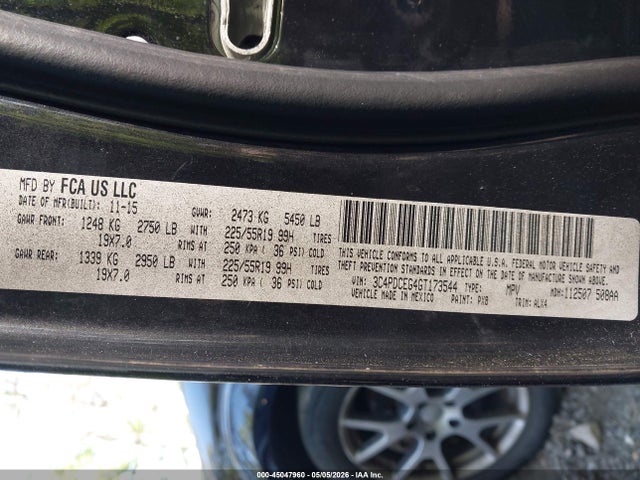 Продажа на аукционе авто 2016 Dodge Journey R/t, vin: 3C4PDCEG4GT173544, номер лота: 45047960