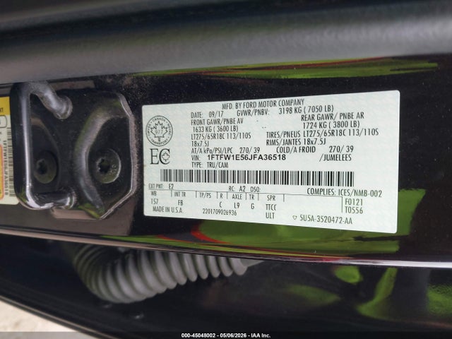 1FTFW1E56JFA36518 Ford F-150 Xlt