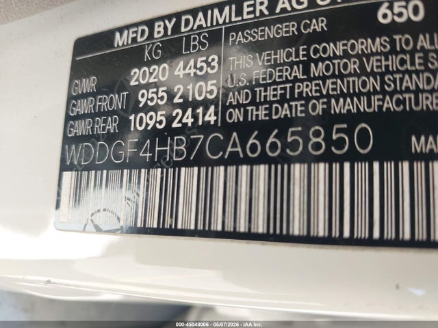 Aukcja sprzedaży 2012 Mercedes-benz C 250 Luxury/sport, vin: WDDGF4HB7CA665850, numer aukcji: 45048006