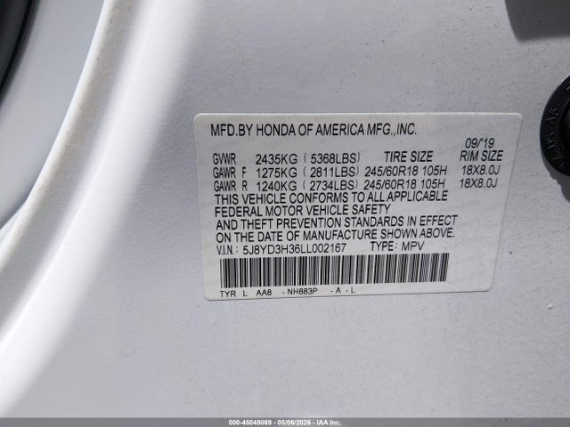 Продаж на аукціоні авто 2020 Acura Mdx Standard, vin: 5J8YD3H36LL002167, номер лоту: 45048069