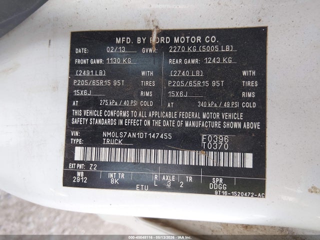 45048116 :رقم المزاد ، NM0LS7AN1DT147455 vin ، 2013 Ford Transit Connect Xl مزاد بيع