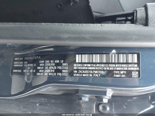 Продаж на аукціоні авто 2020 Jeep Renegade Limited 4x4, vin: ZACNJBD18LPM07030, номер лоту: 45048124