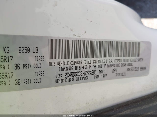 Auction sale of the 2017 Dodge Grand Caravan Sxt, vin: 2C4RDGCG2HR724285, lot number: 45048185