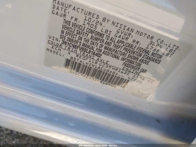Aukcja sprzedaży 2025 Nissan Versa 1.6 Sr, vin: 3N1CN8FV9SL818402, numer aukcji: 45048229
