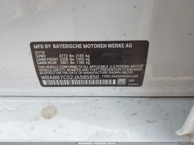 Aukcja sprzedaży 2018 Bmw 340i Xdrive, vin: WBA8B7C52JA585850, numer aukcji: 45048233