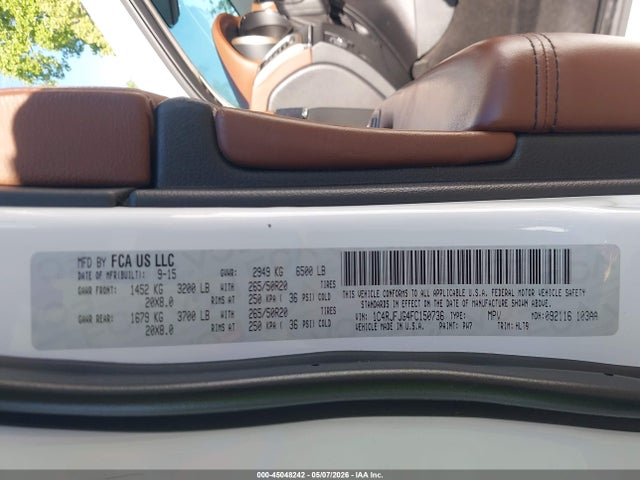 Продажа на аукционе авто 2015 Jeep Grand Cherokee Summit, vin: 1C4RJFJG4FC150736, номер лота: 45048242