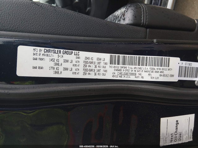 Auction sale of the 2014 Dodge Durango Limited, vin: 1C4RDJDG8EC599938, lot number: 45048258