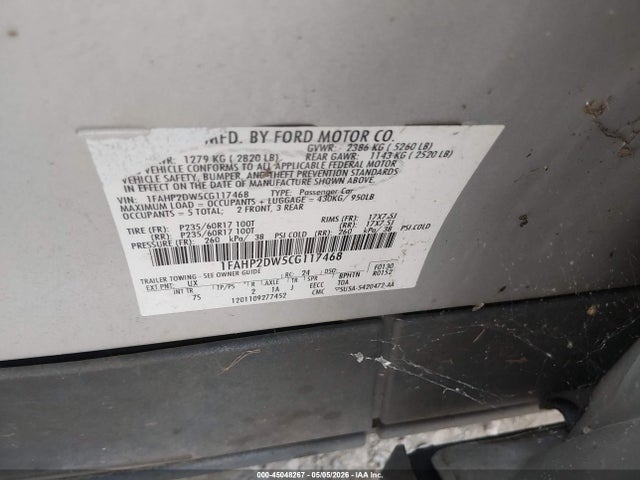 Продажа на аукционе авто 2012 Ford Taurus Se, vin: 1FAHP2DW5CG117468, номер лота: 45048267