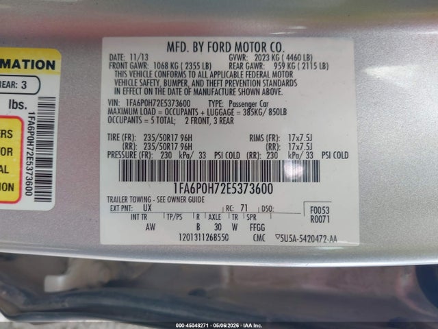 Продаж на аукціоні авто 2014 Ford Fusion Se, vin: 1FA6P0H72E5373600, номер лоту: 45048271